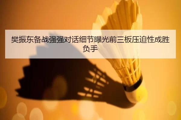 樊振东备战强强对话细节曝光前三板压迫性成胜负手